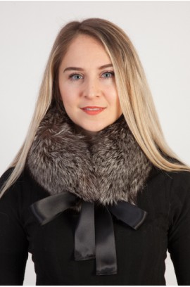 Silver fox fur collar, neck warmer